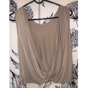 Brown tank top with low cut back Small